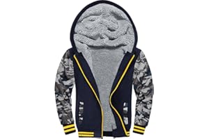 JACKETOWN Niños Sudadera Pullover con Capucha Sherpa Forrada Cremallera Completa Chaqueta Deportiva de Invierno con Capucha Cardigan