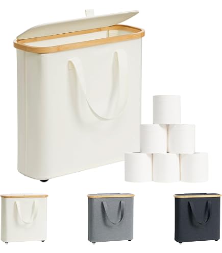 Range-Papier Toilette Sur Pied - Capacité 12-16 Rouleaux - Boîte Fermée Beige - Idéal Salle De Bain