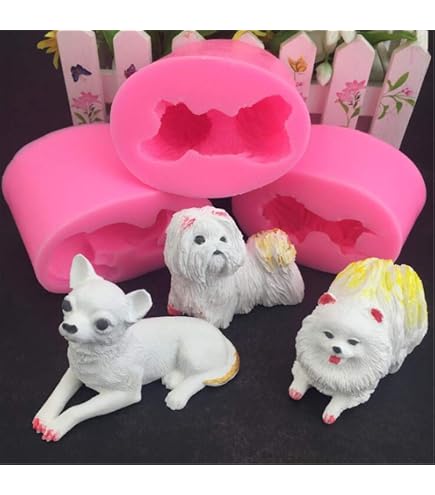 Stampo In Silicone Per Resina – Forma Cane Yorkshire Con Fiocco – Stampo Per Candele, Sapone, Gesso – 14,3x10 Cm - 2