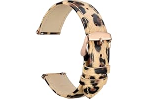 WOCCI Fiore Cinturino Orologio, Cinturini di Ricambio in Vera Pelle, Rilascio Rapido, Fibbia in Acciaio Inossidabile, 18mm 20mm 22mm