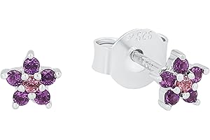 Prinzessin Lillifee Ohrstecker 925 Sterling Silber Mädchen Kinder Ohrschmuck, Blume, mit Schmuckstein, Kommt in Schmuck Geschenk Box