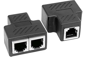 ADSPOW Conectores Divisores RJ45 (1 Par), Conector de Red Dual LAN Ethernet Socket 8P8C, RJ45 1 Hembra a 2 Hembra Adaptador para Ethernet Cat 6/5e/5 LAN Extensor de Cable Ethernet