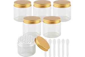 PQPAUTY 6 Pieza Transparente Tarro de Cosmética de Plástico 200g Envases Cosmética Plástico 200 ml con Tapa Oro Botella de Crema Tanque para Productos Cosméticos Ungüento