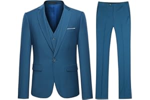 YOUTHUP Traje para hombre Slim Fit 3 piezas traje para boda Business chaqueta de traje elegante chaleco gris oscuro