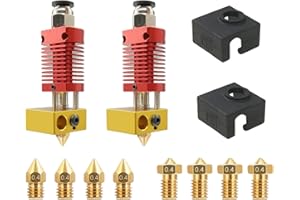 SOOWAY 3D Drucker Montierter Extruder Hot End Metall Mit 2 Stück Silikonabdeckung 4x 0.4mm MK8 Düsen + 4x 0.4mm V6 Düsen Hot End Kit für CR-10 / CR10S / Ender 2 / Ender 3 Ender 5 Drucker (2PCS)