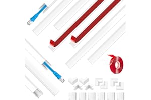 REFLYING Mini Copricavo Canalina del Cavo Kit Passacavi Bianco Canalina Verniciabile per Nascondere un Singolo Cavo, 40 * 1.5 * 0.9 cm