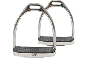 AK RIDING SPORTS LTD AK Steigbügel aus Edelstahl mit schwarzen Trittflächen (10,2 cm, Silber)