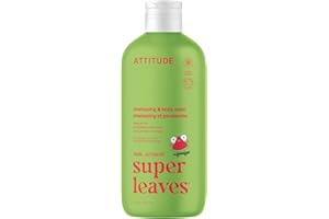 ATTITUDE Shampooing et Gel Douche 2-en-1 pour Enfant, Certifié EWG Verified, Cheveux Secs, Doux pour la Peau, Ingrédients d’Origine Naturelle, Végane, Parfum Pastèque & Coco, 473 mL