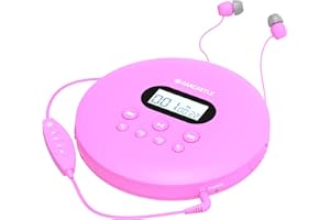 Oakcastle CD100 Wiederaufladbarer Bluetooth-CD-Player | 12 Stunden tragbare Spielzeit | Im Auto kompatibler persönlicher CD-Player | Inklusive Kopfhörer, AUX-Ausgang, Anti-Skip-Schutz