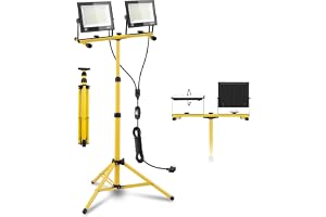 wowspeed Arbet LED 200W med stativ, 20000LM 6500K Arbet LED, Justerbar ljusstyrka från 200W 100W 50W, 360° Rotation, IP66 Vat