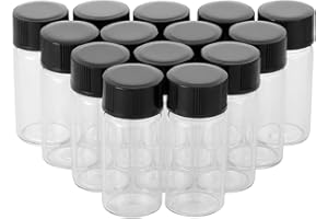 SWHstore Clear Glass Sample Bottle with Black Screw Cap Plastic