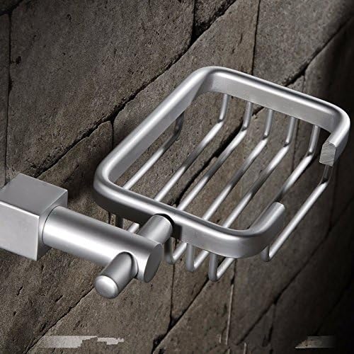 Pingofm Sanitation & Bath Hanger space aluminum soap rack bathroom SOAP web square Matte Silver Soap box soap Dishes