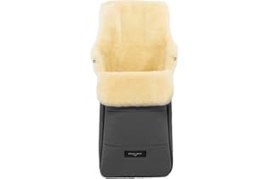 WERNER CHRIST BABY, Lammfell-Fußsack AROSA – warme Buggy, Kinderwagen-Fußsack (Kinder ab 6 bis 36 Monate), medizinisches Fell, in Stone (grau)