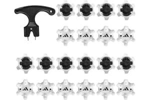 Wjelet Lot de 20 crampons de rechange pour chaussures de golf - Avec 1 clé à crampons - Blanc et noir