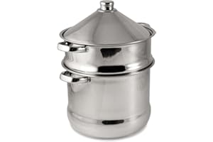 ‎BAUMALU Baumalu - Couscous-Topf aus Edelstahl - Edelstahldeckel und -Griffe - Für alle Herdarten, einschließlich Induktion - Dreifachboden - Ø24 cm, 14 Liter, Silber