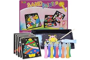 Buroku - Kit d'Arte con Sabbia per Bambini | 10 Fogli di Divertenti Disegni | 10 Bottiglie di Colori Vivaci | Incoraggia la Creatività e le Abilità Motorie | Gioco di Pittura