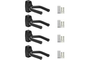 YELAIYEHAO Lot de 4 Guitare Cintre Crochet support mural pour écran support de guitare acoustique Ukulélé basse Mandoline Banjo Supports muraux cintres Noir (4)