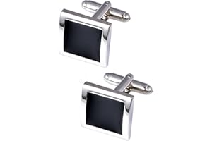 Jonwo Black Tone Square Men's Cufflinks in a Gift Box Classic Tuxedo Cuff Link for Wedding Formal Business Shirt