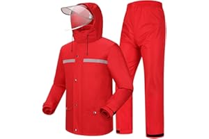 Coutyuyi Men's Rain Suit Waterproof Jacket & Trouser Suit Raincoat Unisex Rain Jacket Outdoor Anti-Storm Hooded Rainwear
