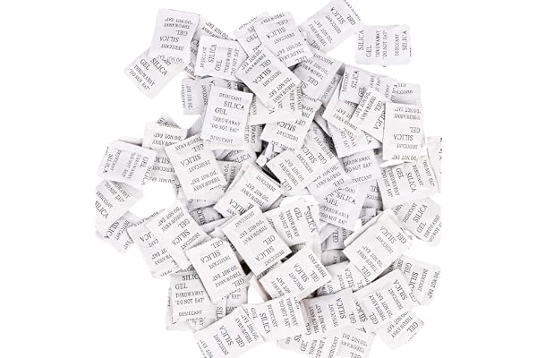 Påsar med torkmedel, 200 förpackningar x 1 g, silicagelpåsar, silica gel-säckar torkmedel absorberar fukt, ånga, mögel, lukte
