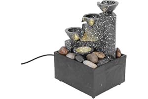 LIZEALUCKY Fontana d'acqua, fontana per meditazione USB con cascata a LED a 3 livelli artigianato ornamentale Feng Shui per interni, suono dell'acqua calmante e rilassante per la decorazione della tavola dell'uf