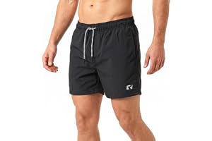 RIPT Men’s Quick Dry Swim Shorts with Mesh Lining Drawstring Waist UV50 Sun Protection Beach & Swimming Trunks