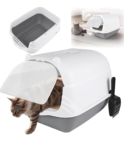 Dehner Katzentoilette Hugo mit Kohlefilter, ca. 50 x 40 x 41 cm, Kunststoff, blau Haustier