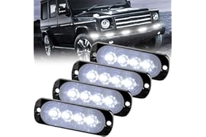 Sidaqi Feux Stroboscopique Urgent Avertissement Flash Danger Lampe d'avertissement 4 LED Blanc pour Véhicule Camion Remorque 12-24V (4pcs)