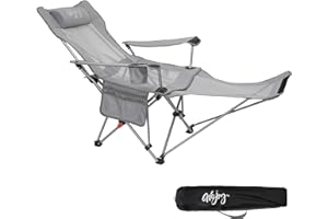 #WEJOY Sedia da Campeggio Pieghevole Reclinabile, Sedia Sdraio da Spiaggia Portatile, Schienale Regolabile a 3 Livelli, Poggiapiedi Staccabile, Sedia Pieghevole per Esterno Giardino Pesca, 1/2 Pezzi