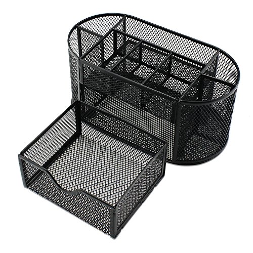Aussel Schreibtisch-Organisator Bürobedarf Halter Meshabstand Saving Desktop-Briefpapier-Sammlung Caddy 9 Slots (Black) - 2