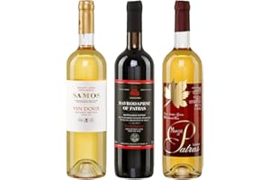 ‎JASSAS GRIECHISCHE FEINKOST Griechischer Likörwein Probierset - 1x Samos Vin Doux 0,75l | 1x Mavrodaphne aus Patras 0,75l | 1x Muscat of Patras 0,75l | 15% Vol. | + 20ml Jassas Olivenöl