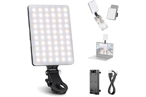 NEEWER Basic Clip On selfie-lampa kompatibel med iPhone, 2 000 mAh uppladdningsbar LED-videoljus med mobiltelefonklämma för dator – laptop, zoomvideokonferenser, sminkfotografering, NL-60AI