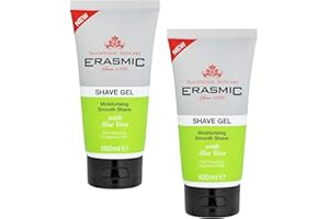 Erasmic Shave Gel for Men with Aloe Vera – Hydrating Shaving Gel for Sensitive Skin, Anti-Irritation Formula, Travel Size 100ml, 2 Pack + Cheeroo Magnet