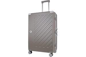 JLY Valigia Rigida 100% Policarbonato Senza Cerniera, Trolley da Viaggio con Doppio Lucchetto TSA, 4 Ruote Girevoli e Manico in Lega di Alluminio, Bagaglio da Stiva (Grigio Kaki, L (77cm 97L))