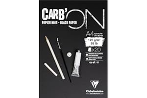 Clairefontaine 975039C Blok rysunkowy Carb'On 120 g do technik suchych A4 21 x 29,7 cm klejony 20 kartek czarny