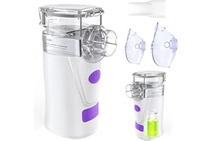 APOWUS Nebulizador Portatil, Nebulizador para Bebe Niños Adultos, Silenciosa Inhaladores Eléctricos Recargable USB con Diseño Portátil (Blanco) (Púrpura)
