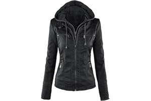 WHZXYDN Manches Longues Dames Veste en Cuir PU Veste en Cuir Veste Courte pour Femmes Veste Femme Combinaison Moto