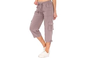 JINSHI Pantalons Femme Pantacourt Cargo d'été 3/4 Long Capri Pantalon avec Plusieurs Poches