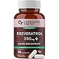 Carbamide Forte Resveratrol 250mg with Grape Seed Extract | Pharma Grade Resveratrol Supplements for Max Absorption - 60 Veg Resveratrol Capsules