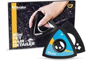 ANALAN Brosse Anti Poils Animaux, Mini Epilateur de Poils d'animaux pour Chiens et Chats, Brosse pour Voitures, Tapis, Peluches, Canapé et Meubles(avec 1 Lame supplémentaire) (Bleu Citron)