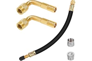 Yeepeo 3 × przedłużka zaworu samochodowego, adapter przedłużający do wentylu opon z nasadkami, zawór kątowy 90 stopni, 180 mm, elastyczny gumowy przedłużacz zaworu, miedziany adapter do wentyli, zestaw do samochodu, motocykla, roweru