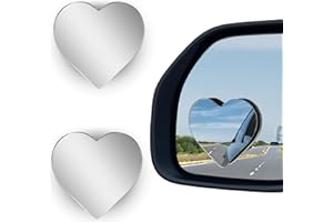 HINGTAI 2 Pcs Cars Heart Shaped Blind Spot Mirrors Car Side Mirror Blindspot Adjustabe Angle Removable Wide Angle Convex RearView Mirror for Enhanced Safety Universal Fit Stick, Car Accessories for Cars Suvs