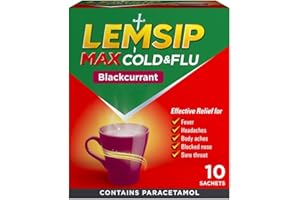 Lemsip Max Cold And Flu Sachets, Blackcurrant, 10 Total, Paracetamol, Cold And Flu, Headache, Blocked Nose Relief, Sore Throat, Reduces Fever, Pain Relief, Full Relief, Cold And Flu, Medication