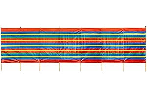 LG TRADERS LIMITED Wooden 4 5 6 8 10 Pole Colourful Tall Wind break Windbreaker Beach Sun Shelter Caravan festival Camping (8 POLE (5FT HIGH X 15FT LONG))