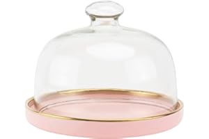 ANGOILY 1 Set Coperchio in Vetro Con Vassoio Copertura Decorativa Per Torta Cibo Cupola Di Formaggio Cloche Set Di Coperchi Per Vassoi Per Torte Minidsp Portabiscotti Miniatura Bicchiere