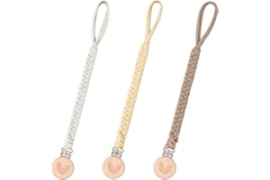 CLDY Cotton Dummy Chain, Baby Schnullerkette Clip, Schnullerkette Junge, Trinkbecher Halteriemen für/Kinderwagen/Babytrage/Autositz, Schnullerband (3 Pack)