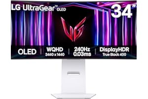 LG Ultragear Curved OLED Gaming Monitor 34GS95QE, 34 Inch, 1440p, 240Hz, 0.03ms, OLED Display, HDR 10,NVIDIA G-Sync Compatible & AMD FreeSync, Smart Energy Saving, DisplayPort, HDMI