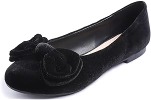 Feversole Women's Round Toe Cute Bow Trim Ballet Flats, Ballerine Punta Tonda Decorate con Un Grazioso Fiocco da Donna