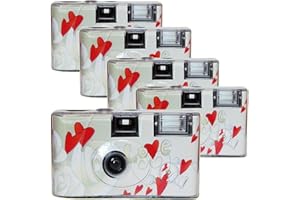 PHOTO PORST Topshot MHD 12.2025 Lot de 5 appareils Photo jetables en Forme de cœurs Volants pour 27 Photos, Flash