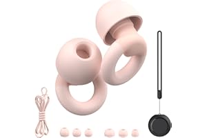JUSTRVN Earplugs for Sleeping,Noise Reduction Soft Silicone Ear plugs with 7 Pairs Ear Tips&One Connection Cord,Hearing Protection Reusable Earplugs for Sleeping,Concert,Work&Sound Reduction 25dB-30db